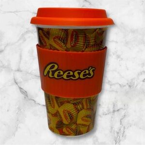 Reese's Peanut Butter Cup Travel Coffee Mug Grip Ceramic Tumbler like new